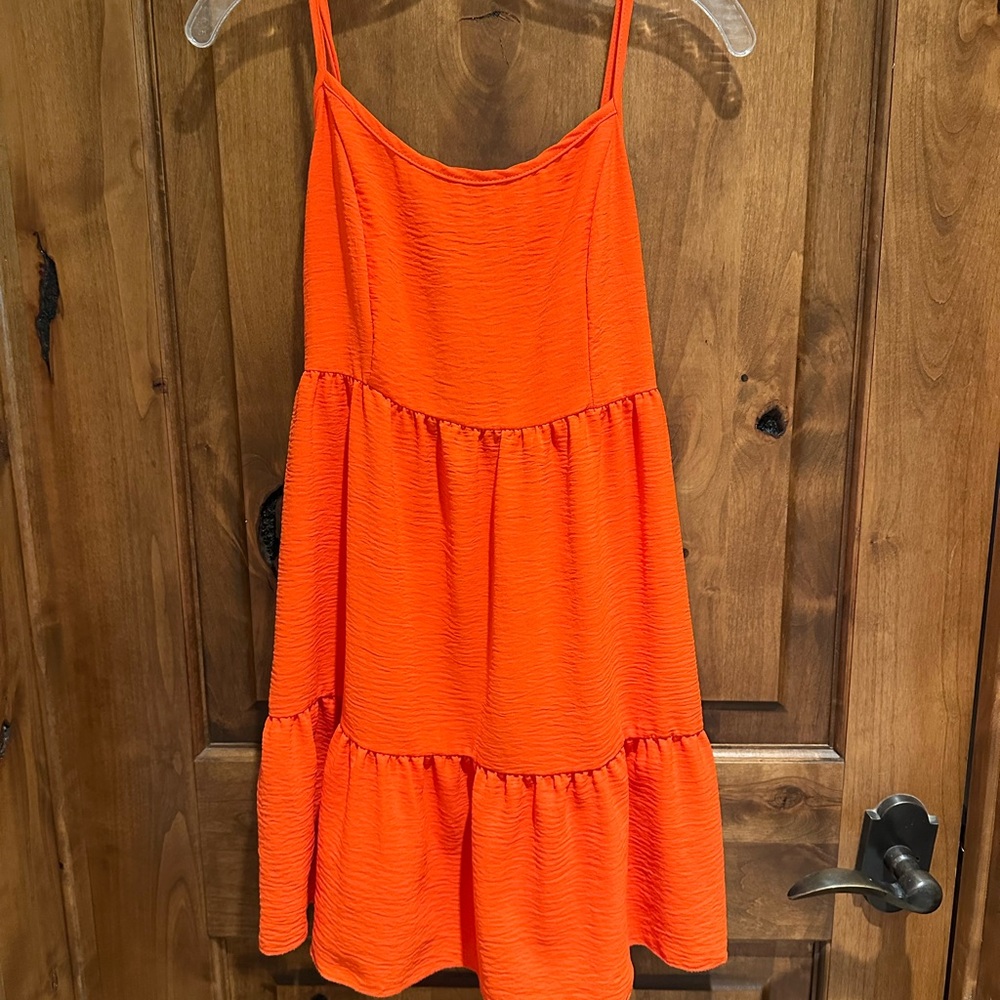 Altar’d State Vibrant Orange Sundress with Tie Back Size Medium